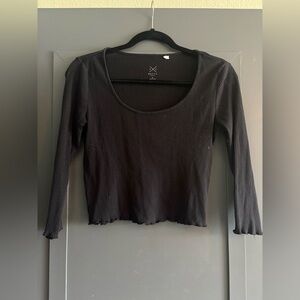 PacSun Black Ribbed Long Sleeve Top